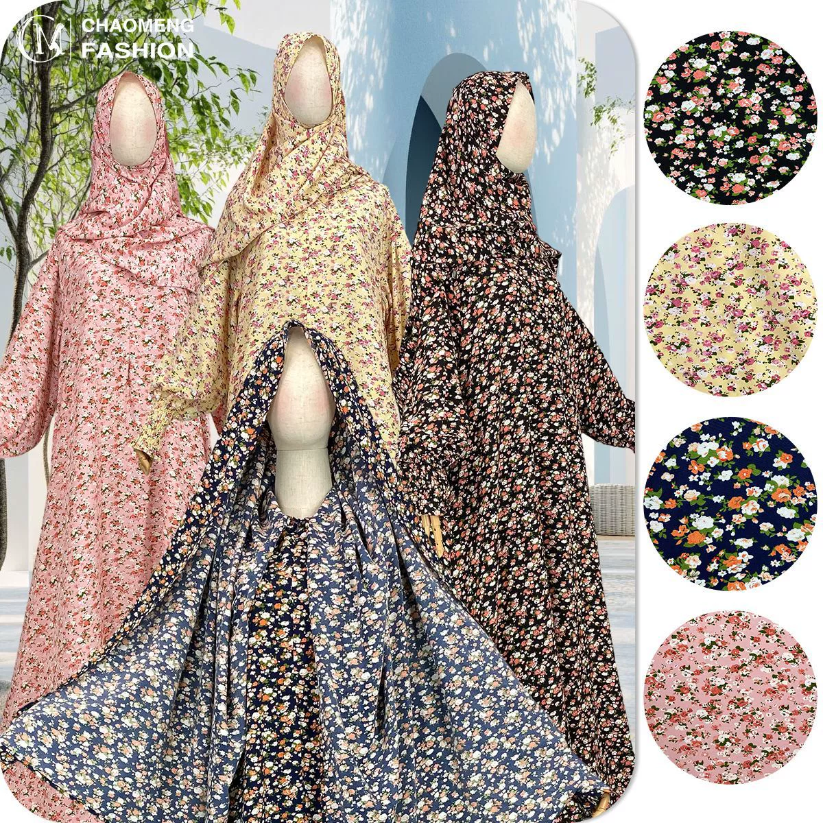 Мусульманское платье с цветочным принтом и хиджабом, турецкое, Дубай, женское, длинное, 6847, популярное на AliExpress