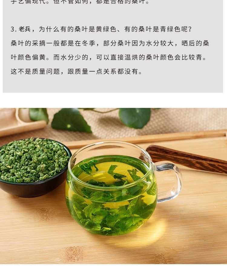 Mulberry Leaf Tea Sang Ye 500g Bag Premium Frost Harvested Dried Leaves for Daily Herbal Infusion specifications