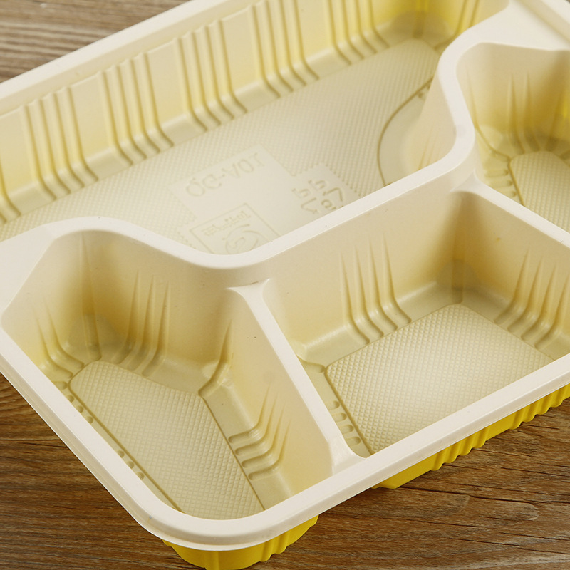 五格の使い捨てプラスチックのファーストフードの弁当箱三格のテイクアウトの弁当箱は4格のppの弁当箱を加熱することができます。|undefined