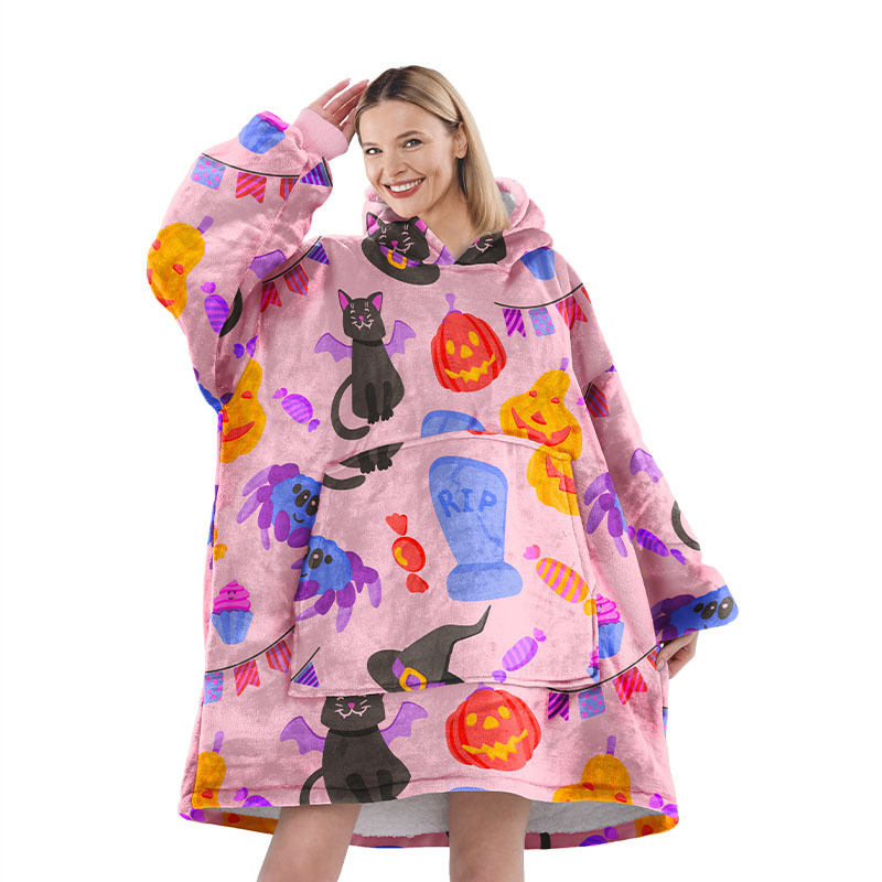 Halloween gran franela pareja ropa casera casual pijamas calentamiento europeo y americano encapuchado pijama perezoso