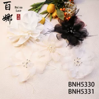 百娜多款白色米色黑色diy手工3d发饰胸针西装帽子装饰补丁花辅料