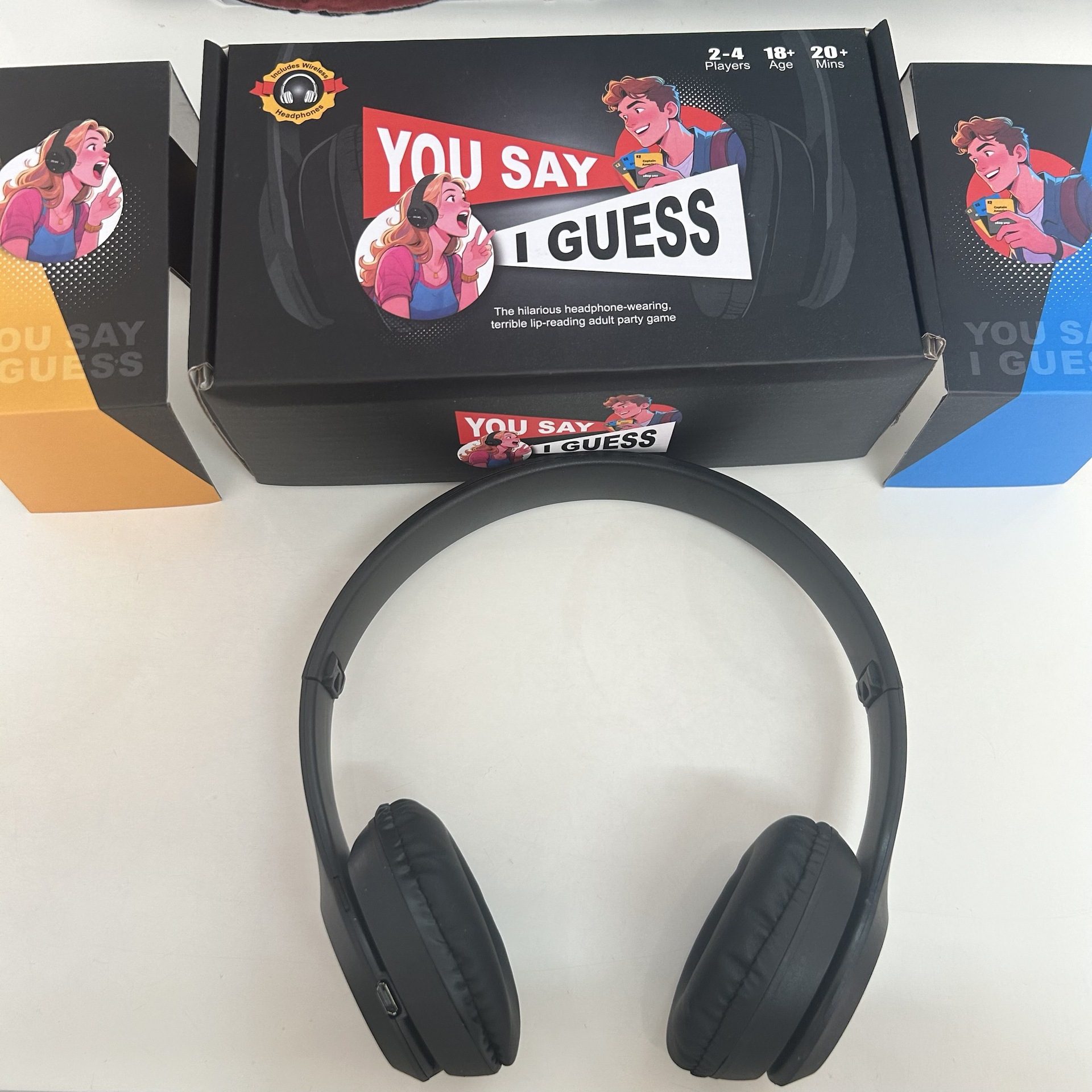 Nuevo producto de Amazon, dice que supongo, auriculares, fiesta de mesa, desafío de tarjetas, Tume, juegos interactivos de puzzle, juguetes