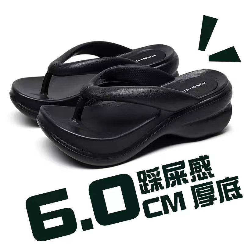 New High-heeled Flip-flops Summer Thick-soled Heightened Outer Wear Casual Fashion Cross-border Explosion Anti-slip Beach Sandals