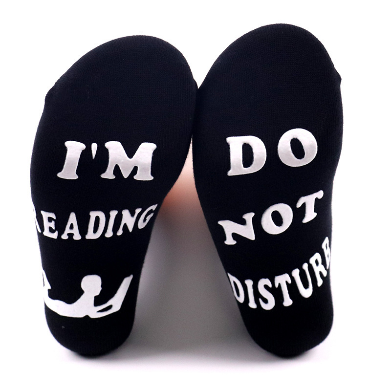 in stock cotton tube reading socks Europe and the United States cross-border explosions reading socks foot letters dispensing non-slip socks wholesale