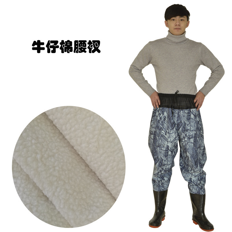 棉水褲加厚加絨下水褲半身全身連體防水褲魚褲皮叉耐磨棉保暖捕魚