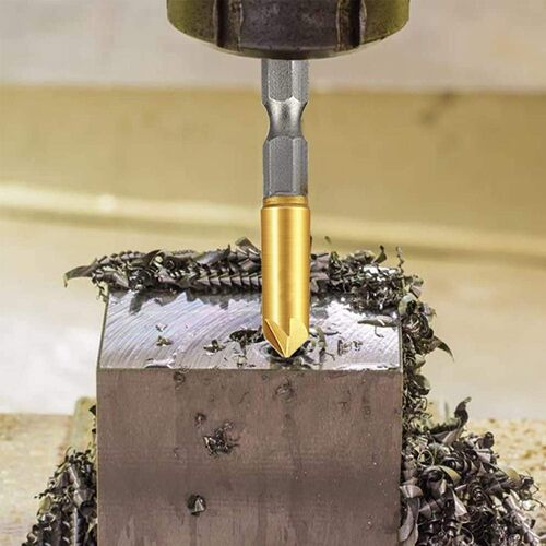 Hexagonal handle titanium-plated five-blade chamfering tool Woodworking chamfering knife Counterboring wood boring tool Five-blade chamfering tool