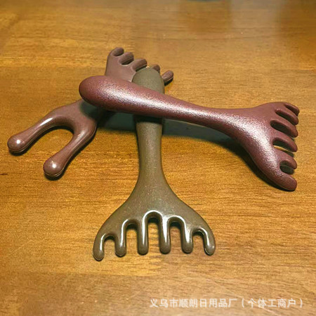 檀木頭部マッサージ櫛頭治療ツール頭皮マッサージ五爪が頭を撫でて穴を掻いて鹿角経絡櫛をつかむ|undefined