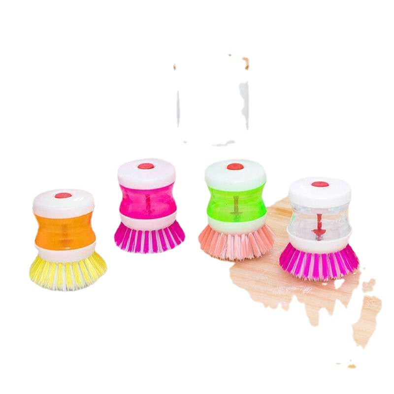 Kitchen Household Dish Brush Press Dish Brush Manual Add Detergent Brush Pot Brush Bowl Multifunctional Brush