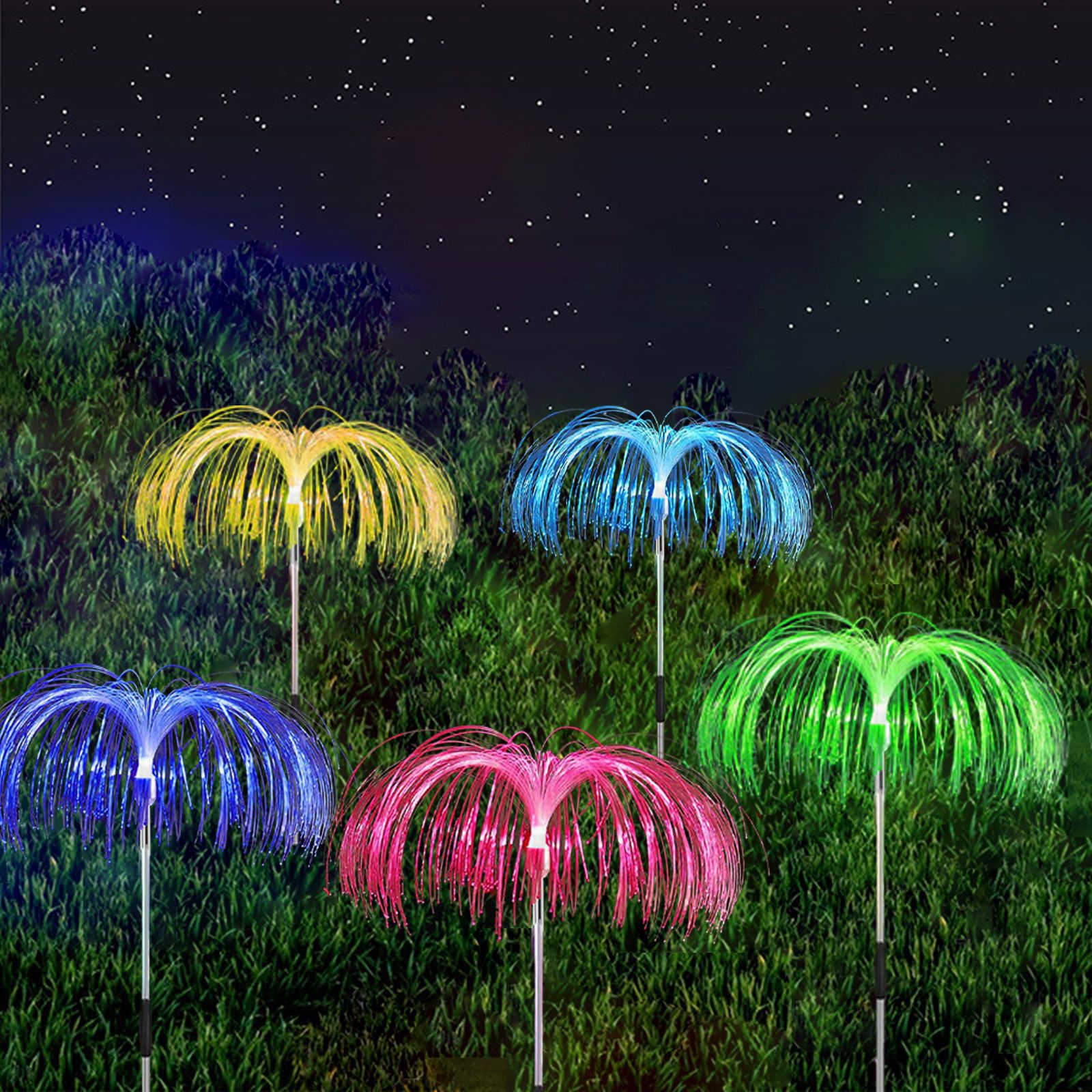 Solarleuchten für den Außenbereich, Glasfaserleuchten, farbenfrohe Farbverlauf-Solar-Rasenlichterkette, Dekoration, Atmosphäre, Solar-Gartenleuchten_voghion.com