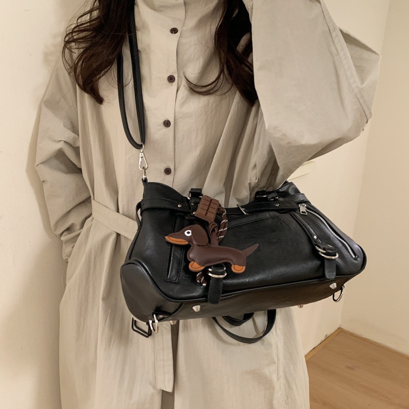 Sweet & Cool Spicy Girl Style Motorcycle Underarm Bag, Niche Design Streetwear Large Capacity Commuter Crossbody Bag For Women - Thumbnail 2