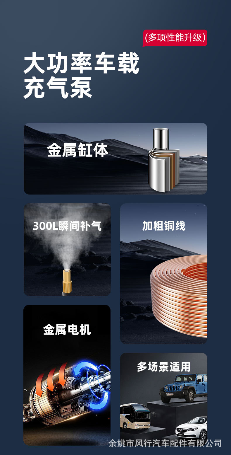 Car air pump double cylinder high pressure high power desert off-road suv truck agricultural vehicle car tire air pump