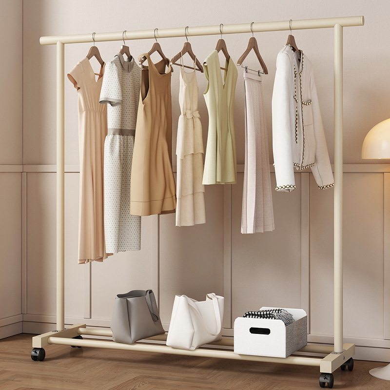 Colgador de ropa de pie dormitorio doméstico estilo crema percha de ropa plegable simple dormitorio interior móvil secado fresco perchero