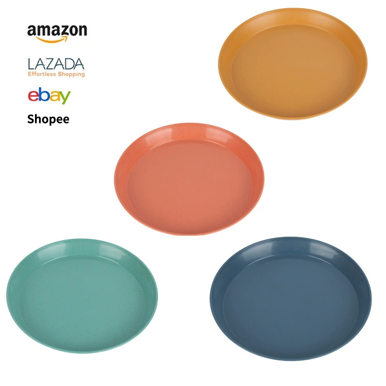 Трансграничная Amazon Пшеничная солома круглое блюдо кость блюдо домашний послеобеденный чай салатная тарелка японские обеденные тарелки производители оптом