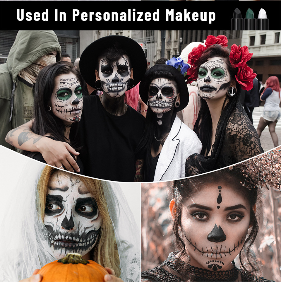 ibcccndc Black Painting Cream Black Lipstick Lip Balm Eye Black Stick Halloween Facial Color undefined
