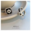 Brand retro sophisticated square zirconium from pearl, ring, flowered, on index finger