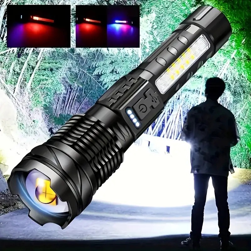 Nueva linterna transfronteriza láser blanco al aire libre impermeable lámpara de iluminación de emergencia corriendo lámpara de pesca larga resistencia portátil