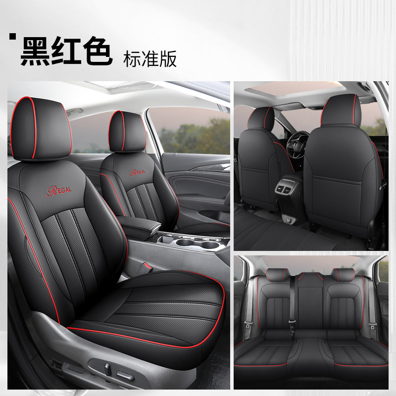 Full Set, Buick Modelə uyğun (Original) oturacaq örtükləri - black-red-standard-rear-row-full-cover-buick-regal-2019-2024