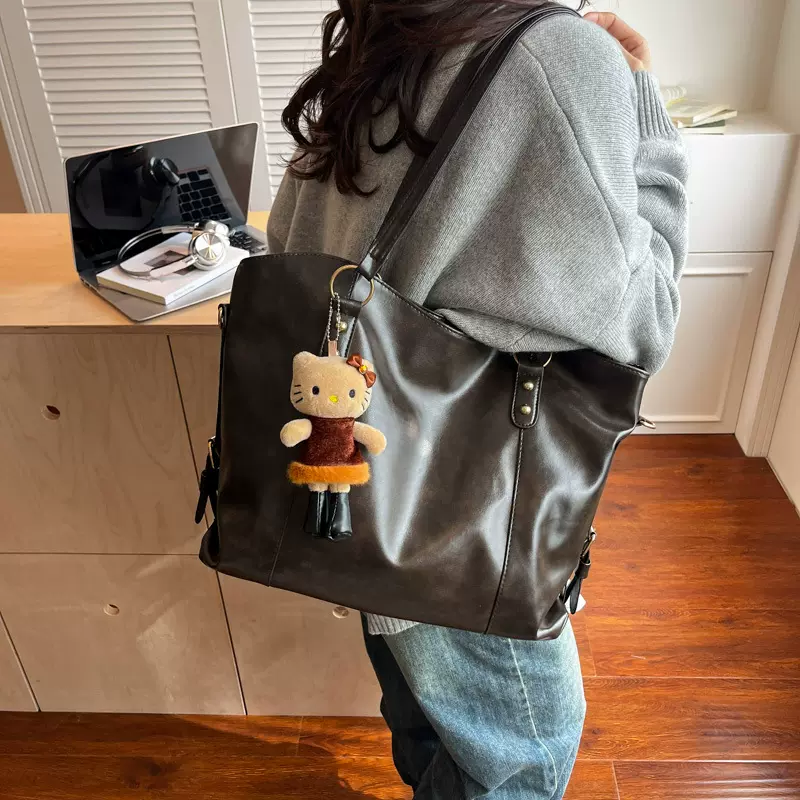 复古软面托特包女2025秋冬新款大容量单肩包时尚百搭通勤斜挎包女