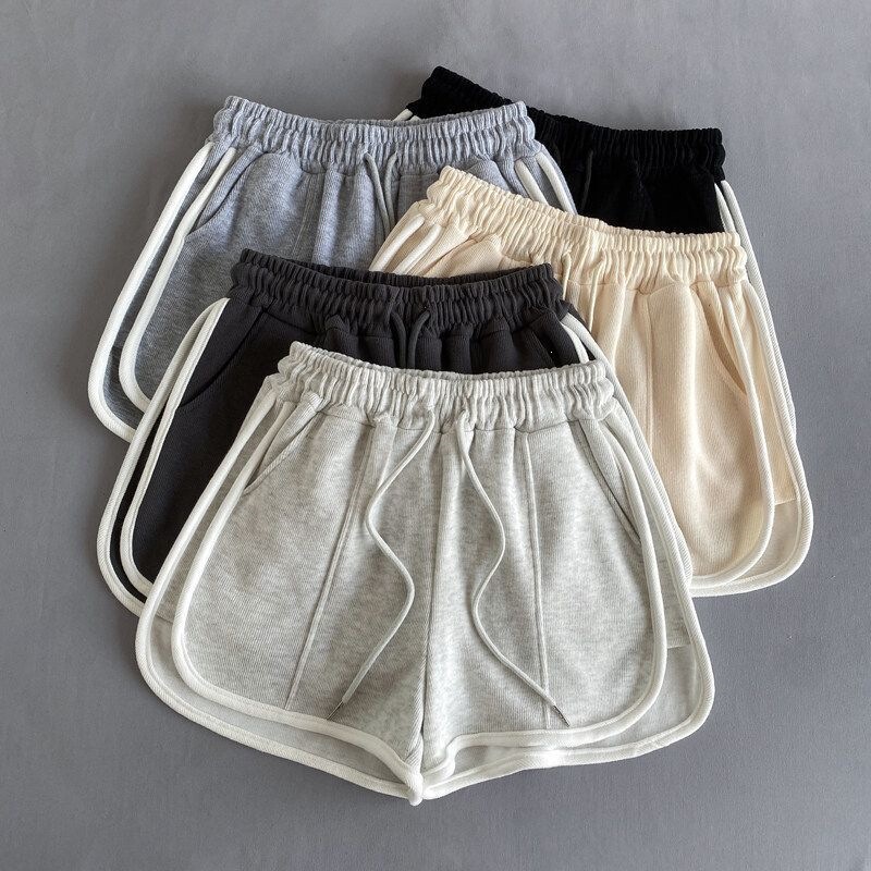 Gray Shorts for Women 2026 New Style Casual Hot Pants Sports Shorts for Women Summer Elastic Waist Loose Wide-Leg Pants