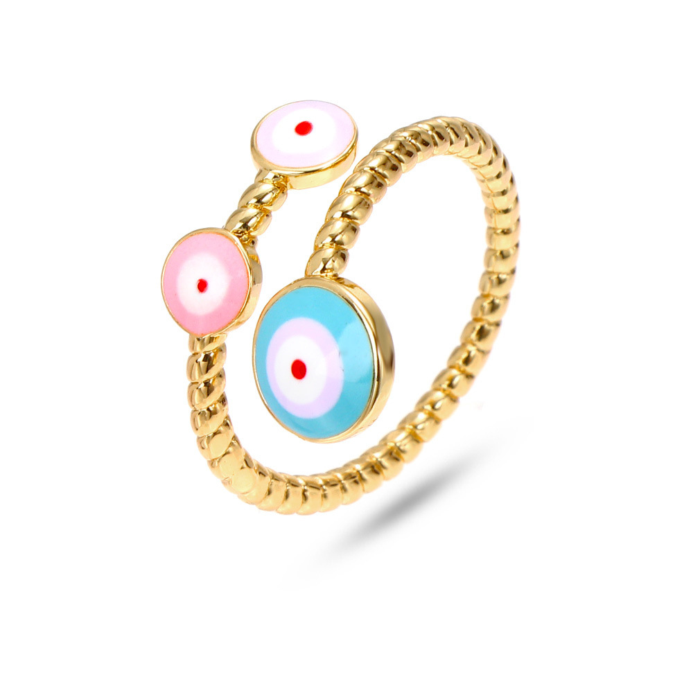 Open Ring Classification Fashion Devil's Eye Metal Enamel Inlay Zircon Women's Open Ring 1 Piece