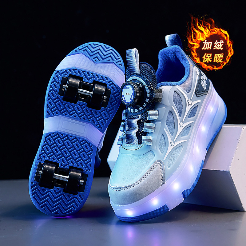 25 Boys and Girls' Fleece-Lined Double-Wheel Roller Shoes with Wheels, Invisible Flat-Soled Roller Shoes, Four-Wheel Roller Shoes 25 Boys and Girls' Fleece-Lined Double-Wheel Roller Shoes with Wheels, Invisible Flat-Soled Roller Shoes, Four-Wheel Roller Shoes