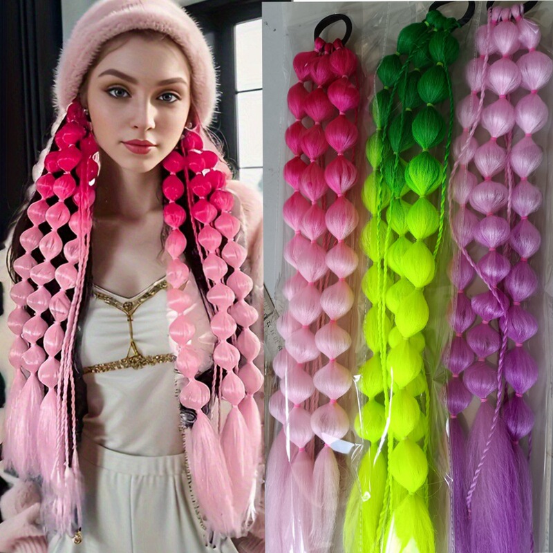 in stock Internet Celebrity Artifact Lantern Bubble Twisted Braid Fashionable Women's Street Shooting Style Long Hand Braid Ponytail Wig