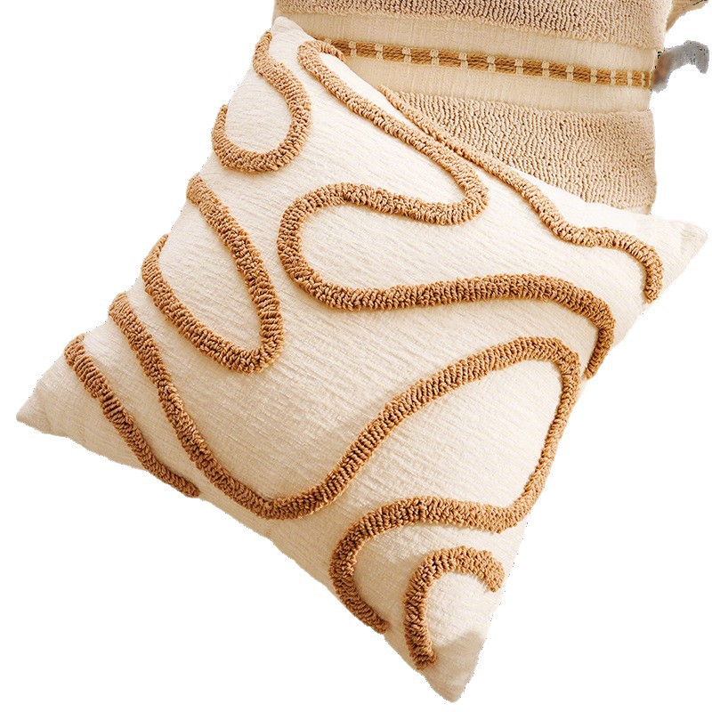 Almohada marrón cálida de viento silencioso nórdico interior textura sofá de sala de estar almohada ventana salediza cojín dormitorio funda de almohada de cabecera