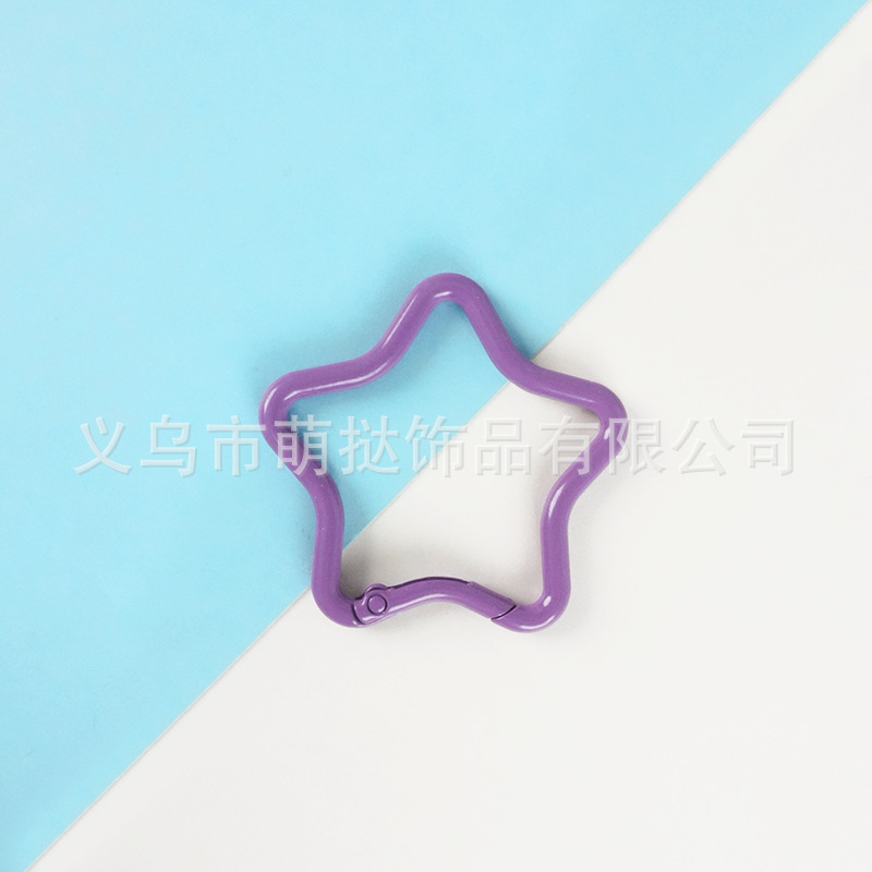 马卡龙彩色烤漆合金五角星钥匙扣糖果色背包外挂挂钩diy饰品配件|undefined