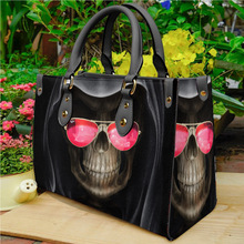 代发女士手提包墨镜骷髅国际站热款单肩挎包PU女包包一件来图印花