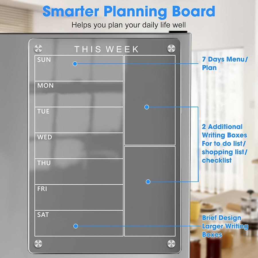 Juego transfronterizo de placa de limpieza magnética de acrílico Dzhzal para refrigerador 3 bolígrafos borrables
