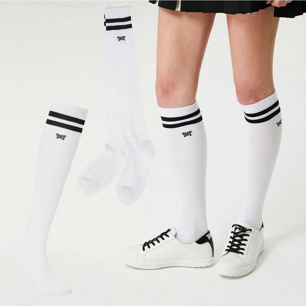 25 Korean Golf Autumn Socks Solid Color Bow Letter Mid-Length Socks Sports Casual White