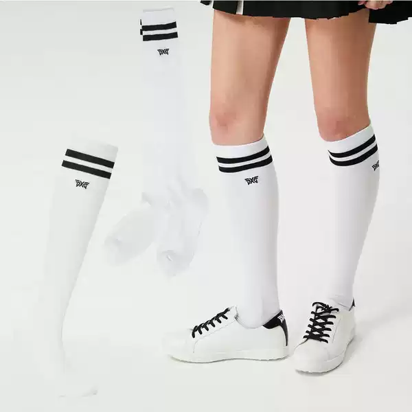 25 Korean Golf Autumn Socks Solid Color Bow Letter Mid-Length Socks Sports Casual White