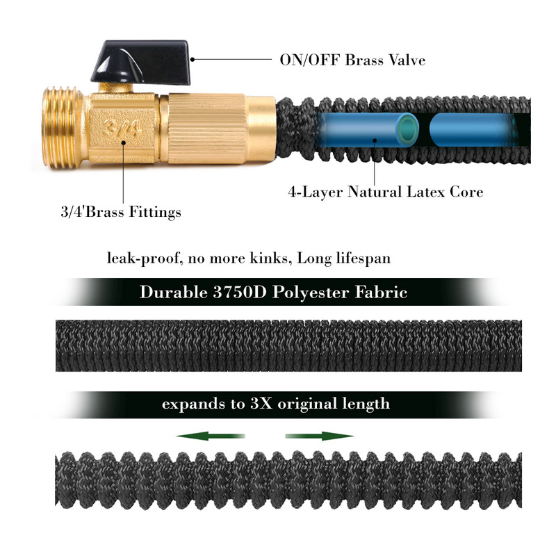 花园伸缩水管铜接头伸缩水管水枪 8功能水枪三倍伸缩水管产品全检