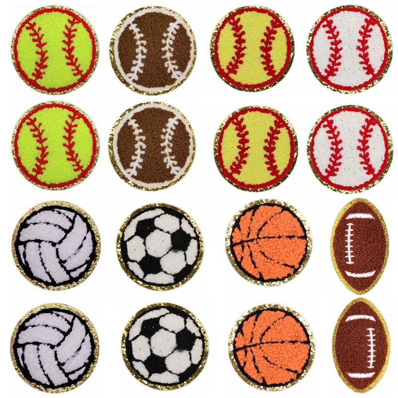 建興現物クロスボーダーサッカーバスケットボールラグビー野球シェニールタオル刺繍コンピュータ刺繍布貼り