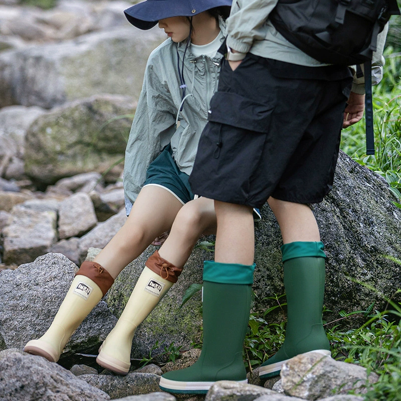 Модная Уличная обувь для кемпинга новые женские бункерные водонепроницаемые водные сапоги противоскользящие высокие резиновые туфли производители прямых продаж