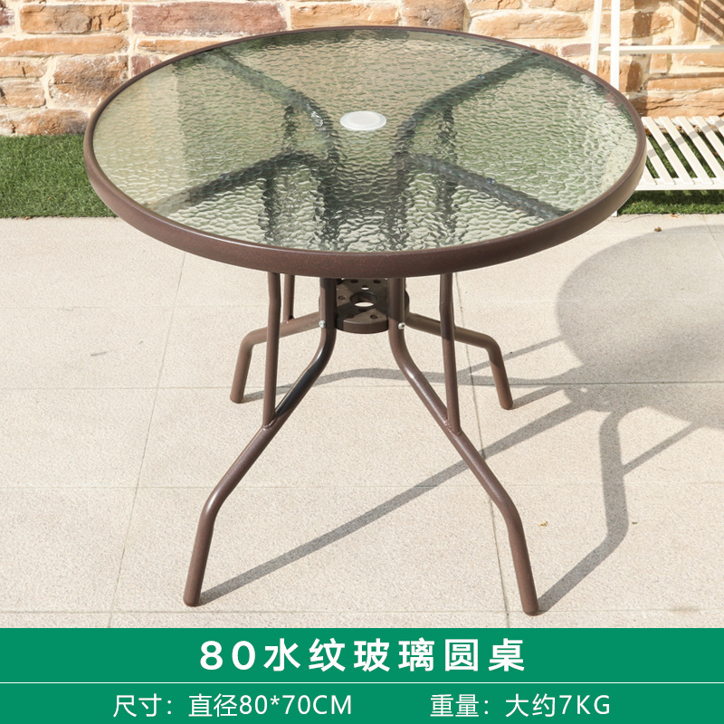 80cm 철다리 [물무늬 유리 원형 테이블] 개구부
