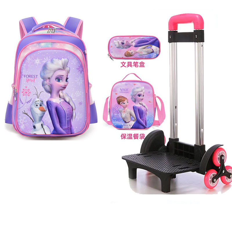 Export Trolley Mochila mochila con luz en la parte posterior para estudiantes de primaria de grado 1-6 nueva mochila de nailon de gran capacidad para subir escaleras