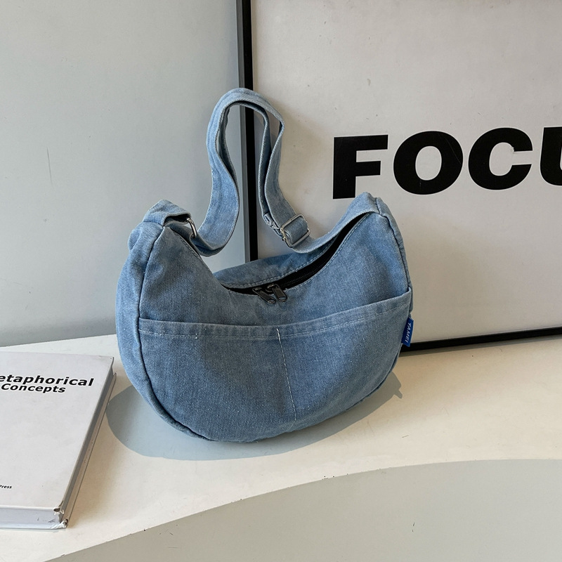 Bolsa de hombro de color sólido bolsas de bolsas de hombro retro vaqueros bolsas de lona de viaje femeninas simples bolsas de clase de estudiantes