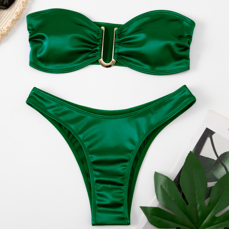 108g Weight Sexy Feel Of Sensation Mid Waist Panties Waist Bikini Panties Style Nylon Fabric Type 2 Pieces Set Quantity Swimming Pool Occasion Solid Color Pattern Women's Gender Women's Solid Color 2 Pieces Set Bikinis Swimwear 14
