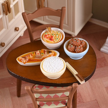 树脂仿真微缩中餐 红烧鱼 四喜丸子 鲜虾面 diy娃娃屋厨房摆件