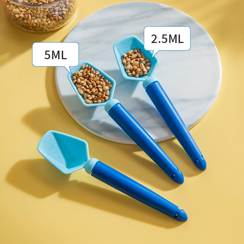 Measuring spoon for home use scaled, plastic fridge magnet, 2 in 1