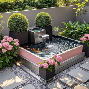 Courtyard Flowing Water Stainless Steel Fish Pond Fish Tank Flower Box Waterscape Outdoor Balcony Terrace Metal Fountain Waterfall Ornaments