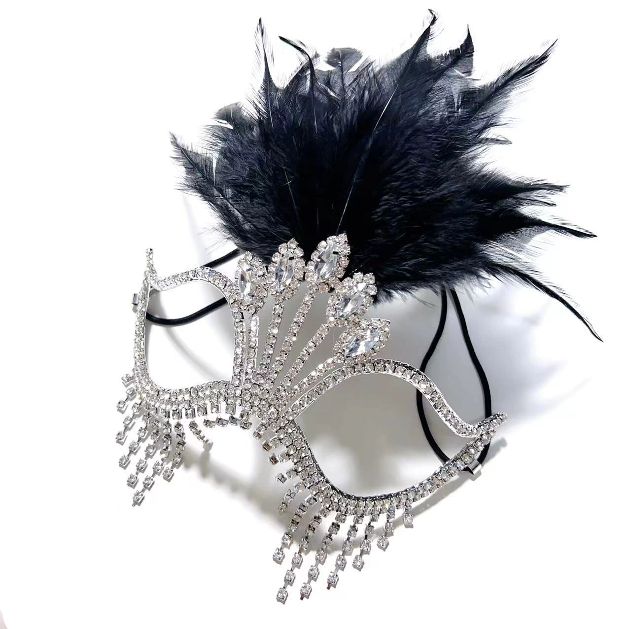 Cross-border explosion -style dressing party Flowing mask nightclub sexy stage performance high -end sensing rhinestone face as female mask