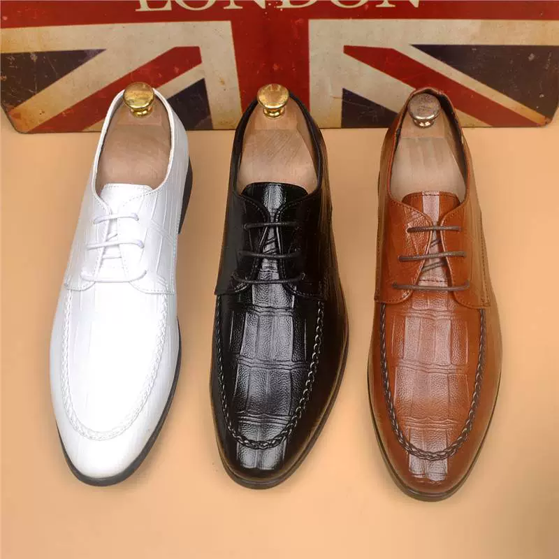 Британская остроконечная мужская дышащая кожаная обувь деловая повседневная шнуровка