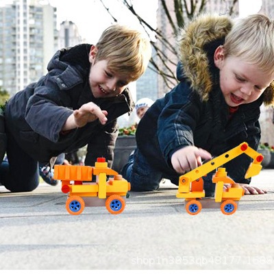 Baumont Educación temprana Puzzle Madera tornillo tuerca desmontable juguetes de ingeniería juguetes infantiles excavadoras juguetes transfronterizos