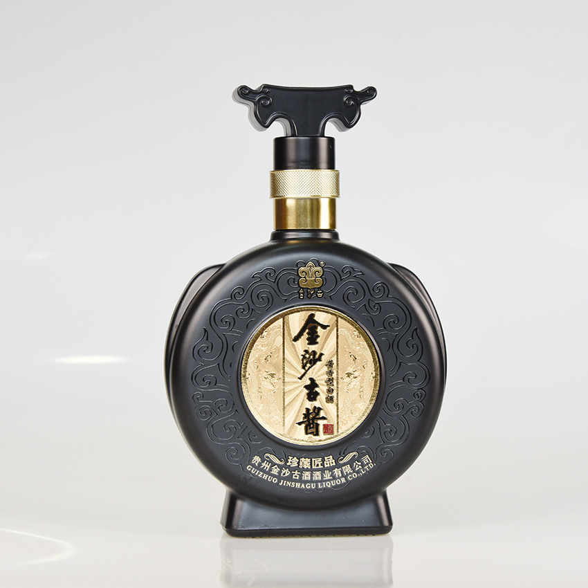 玻璃白酒瓶500ml喷涂烤花空瓶通用酒瓶套装自酿酒一斤装