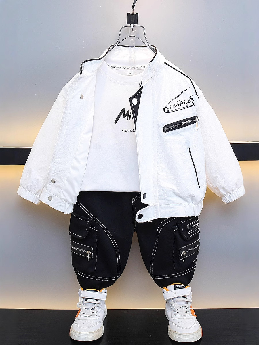 7698 Chaqueta de niño Chaqueta de primavera y otoño 2025 nuevo estilo estilo occidental ropa de bebé para hombres y niños pequeños y medianos estilo de moda guapo