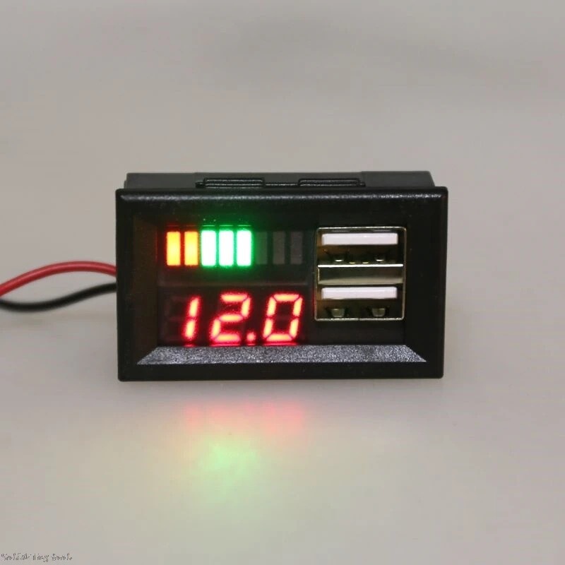 Car 12V Battery Voltage and Power Display Meter Integrated Dual USB Output 5V2A Voltage Conversion