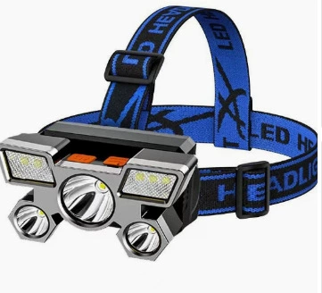 UV fənərlər Rechargeable Durable Household Flashlight with - silver-aircraft-five-headlights