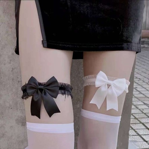 Lace girl bow elastic fungus thigh ring sexy sexy wedding leg ring cute girl paper stockings 5005
